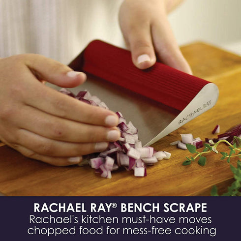 Rachael Ray Tools and Gadgets Stainless Steel Pastry Scraper / Bench Scrape / Kitchen Tool for Baking and Cooking / Dishwasher Safe, Purple