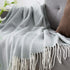 Bourina Decorative Diamond Lattice Faux Cashmere Fringe Throw Blanket Lightweight Soft Cozy for Bed or Sofa Farmhouse Outdoor Throw Blankets, 50" x 60",Light Blue