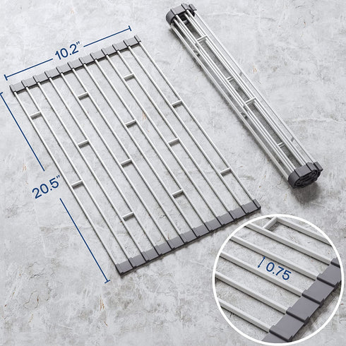 BREEKET Roll Up Dish Drying Rack, Over The Sink Multipurpose Dish Drying Rack, Foldable Kitchen Rolling Dish Drainer for for Kitchen Sink Counter (20.5" x 10.2")