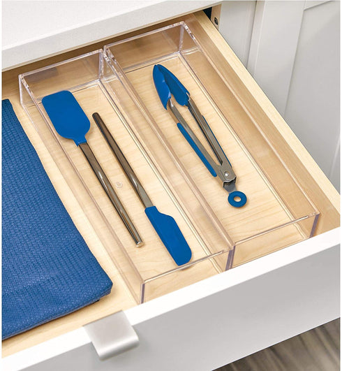 iDesign Clarity Drawer, Kitchen and Bathroom Organization Silverware, Spatulas, Gadgets, Large-Set of 2