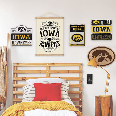 Open Road Brands University of Iowa Hawkeyes Bump Planked Wood Wall Decor