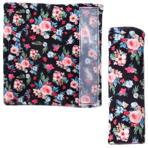 Baby Car Seat Belt Covers for Boys and Girls, Car Seat Straps Shoulder Pads, Soft Car Seat Neck Cover, Minky Seat Belt Protectors for Car Seats, Floral Stroller Strap Cover for Baby Kids
