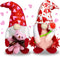 TURNMEON 2 Pcs Valentine's Day Plush Gnomes Decorations, 14" Mr & Mrs Scandinavian Swedish Tomte Gnomes Doll Elf with Bear Rose Valentines Decorations Home Indoor Outdoor Table Ornament Gifts Present