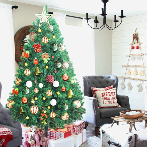 UHINOOS Artificial Christmas Tree, Christmas Full Tree with Metal Stand, Easy Assembly Unlit Christmas Tree (6FT)