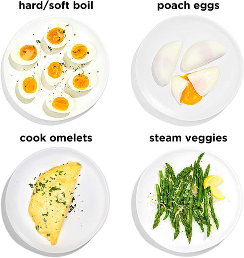 Chefman Electric Egg Cooker Boiler, Rapid Egg-Maker & Poacher, Food & Vegetable Steamer, Quickly Makes 12 Eggs, Hard or Soft Boiled, Poaching and Omelet Trays Included, Ready Signal, BPA-Free, Grey