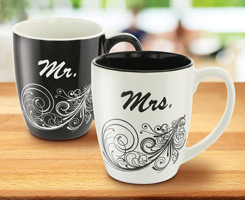 KOVOT Mr. and Mrs. Coffee Mug Set - Each Mug Holds 18 Ounces