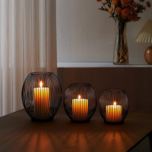 Candle Holders for Table Centerpiece - Outdoor Table Centerpiece - Candle Stands Decorative - Floor Candle Holders Tall Set - Fireplace Candle Holder - Iron Candle Stand - Candle Pillar Holder