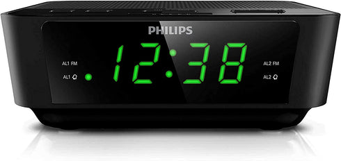 PHILIPS Digital Alarm Clock Radio for Bedroom FM Radio, LED Display, Easy Snooze, Sleep Timer, Battery Back up (Batteries Sold Seperately)