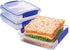 Sistema KLIP IT Collection Sandwich Box 1.9 Cup Compact Food Storage Container, 3 Pack, Clear/Blue & Lunch Collection Food Storage Containers, 1.6 Cup, 3 Pack, Blue/Green/Pink | Great for Meal Prep