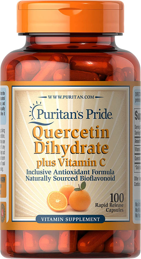Puritan's Pride Quercetin Dihydrate Plus Vitamin C 1400 Mg, Supports a Healthy Immune System, 100 Count, (8039)