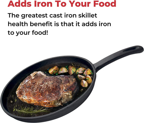 Jim Beam 10.5" Pre Seasoned Cast Iron Skillet for Grill, Gas, Oven, Electric, Induction and Glass, Black