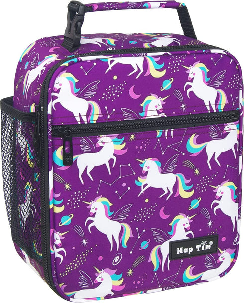 Hap Tim Kids Lunch Box for Girls Boys, Reusable Lunch Bag for Kids, Spacious Lunchbox, Insulated Lunchbag Purple Unicorn(18654-PP)