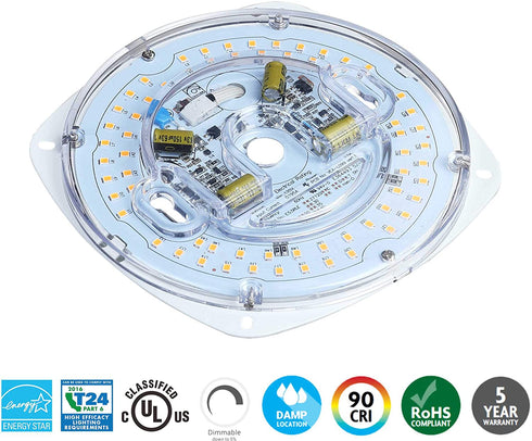 Silverlite 5.5" PCB Size,6.73" Overall Size,23W,3000K,1700LM,120V,CRI90,Dimmable LED Light Engine,Retrofit Light Kit for Ceiling Flush Light,Ceiling Fan Light,Pendant,Lantern,Garden Light, UL/ES/JA8