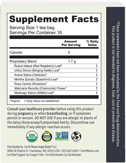 Earth Mama Organic Third Trimester Tea Bags for Pregnancy Comfort and Childbirth Preparation, 16-Count (3-Pack)
