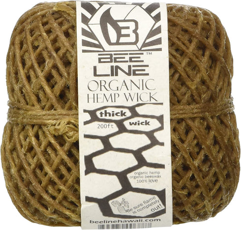 Xtreme Bee Line Hemp Wick 200 FT Spool Thick Gauge, Brown, 200 Foot