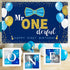 Boys 1st Birthday Banner and Balloon Boxes Party Decoration Set Transparent ONE Blocks Mr. Onederful Baby Toddler Little Man First Birthday Backdrop Blue Decor Photo Shoot Prop