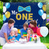 Boys 1st Birthday Banner and Balloon Boxes Party Decoration Set Transparent ONE Blocks Mr. Onederful Baby Toddler Little Man First Birthday Backdrop Blue Decor Photo Shoot Prop