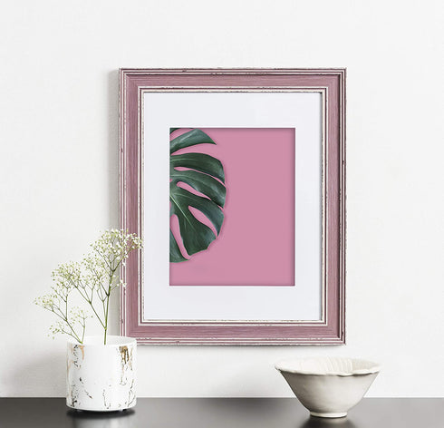 11x14 Picture Frame Distressed Rose - Matted to 8x10, Frames by EcoHome