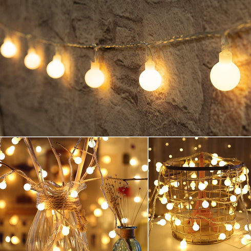 Globe String Lights, 33 Feet 100 Led Fairy Lights Plug in, 8 Modes with Remote Mini Globe Lights for Indoor Outdoor Bedroom Party Wedding Garden Christmas Tree Decor, Warm White