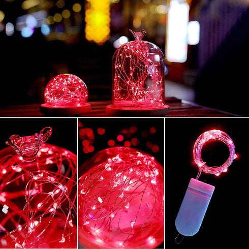 16 Pack Fairy Lights(Batteries Included) 10.2FT 30LEDs Firefly Lights Battery Operated String Lights Silver Wire Starry Lights for DIY Wedding Party Costume Christmas Tree Decoration (Red Fairy Light)