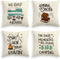 AVOIN colorlife Camper Trailer Campfire Throw Pillow Covers, 18 x 18 Inch Gimme S'More Tree Pillows Cushion Case for Sofa Couch Set of 4