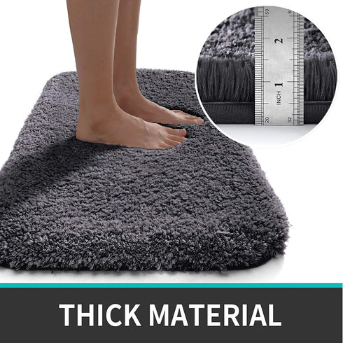 DEXI Bathroom Rug Mat, 24x16, Extra Soft and Absorbent Bath Rugs, Machine Wash Dry, Non-Slip Carpet Mat for Tub, Shower, and Bath Room, Charcoal