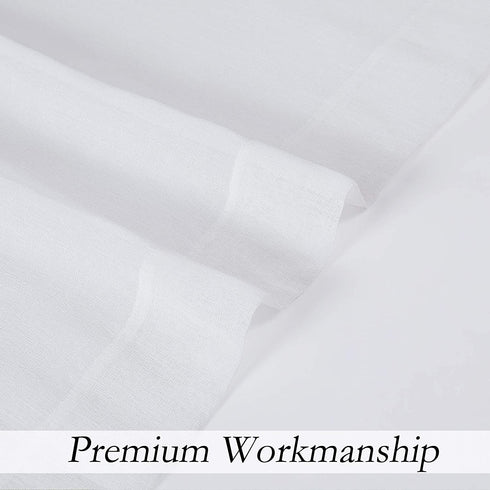 Central Park White Semi Sheer Window Curtain Panels Linen Texture Solid Window Treatment Sets Drape Pairs Rod Pocket Curtains for Living and Bedroom Farmhouse 63 inches Long, 2 Panels