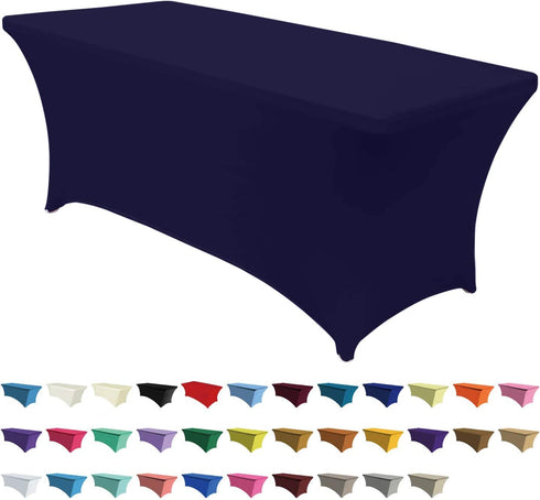 ABCCANOPY Spandex Tablecloths for 4 ft Home Rectangular Table Fitted Stretch Table Cover Polyester Tablecover Lash Bed Cover Table Toppers Massage Table Cover, Navy Blue
