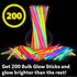 PartySticks Glow Sticks Party Supplies 200pk - 8 Inch Glow in the Dark Light Up Sticks Party Favors, Glow Party Decorations, Neon Party Glow Necklaces and Glow Bracelets with Connectors
