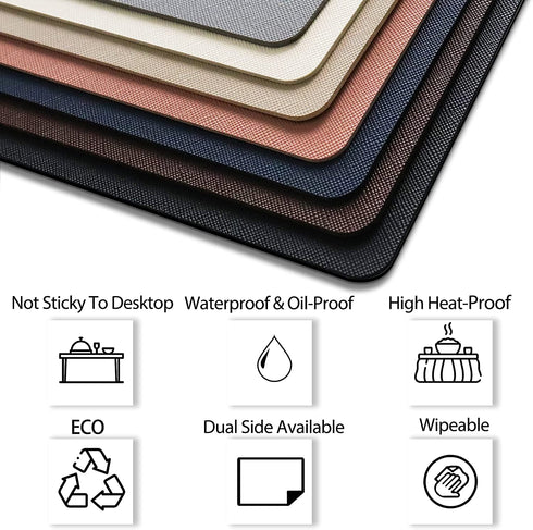 Faux Leather Placemats Table Placemats Set of 4, GOYLSER Waterproof Wipeable Placemats, PU Leather Place Mats Navy Blue Placemats for Home Kitchen Decor (Navy)
