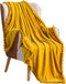 BT.WA Throw Blanket with Pompom Fringe Soft Cozy Flannel Blanket for Couch Sofa Bed Camping Travel Home Decor (Yellow, 51"x63")