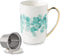SLixuhay Porcelain Tea Infuser Mug with Lid,15oz Ceramic Tea Cup Travel Mug for Birthday Holiday Mother's Day Father's Day Gifts