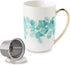 SLixuhay Porcelain Tea Infuser Mug with Lid,15oz Ceramic Tea Cup Travel Mug for Birthday Holiday Mother's Day Father's Day Gifts