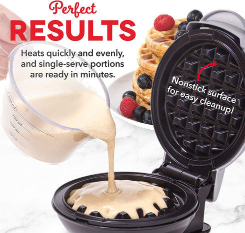 DASH DMW001SL Mini Maker for Individual Waffles, Hash Browns, Keto Chaffles with Easy to Clean, Non-Stick Surfaces, 4 Inch, Silver