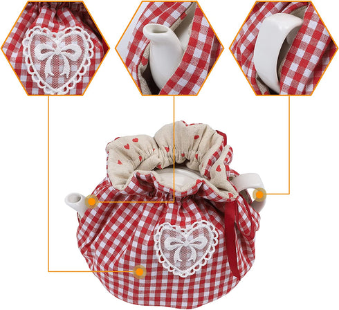 CEMGYIUK Tea Cosy,Creative Kitchen Tea Pot Dust Cover,Teapot Cozy Breakfast Warmer,Tea Pot Cover Insulation and Keep Warm,Tea Kettle Quilt for Home Kitchen Table Hotel Tea Party Restaurant (Red)