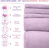 UMANI Bath Towel Set, 1 Bath Towel, 1 Hand Towel, and 3 Washcloths, Premium Microfiber Coral Velvet Super Absorbent Towels for Bathroom, Shower Towel, Pack of 5 (Light Purple)
