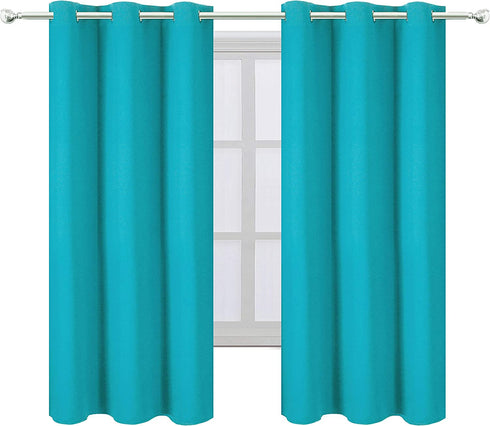 LEMOMO Teal/Turquoise Blackout Curtains/42 x 63 Inch Length Kids Curtains/Set of 2 Panels Grommet Bedroom Curtains for Living Room Curtains