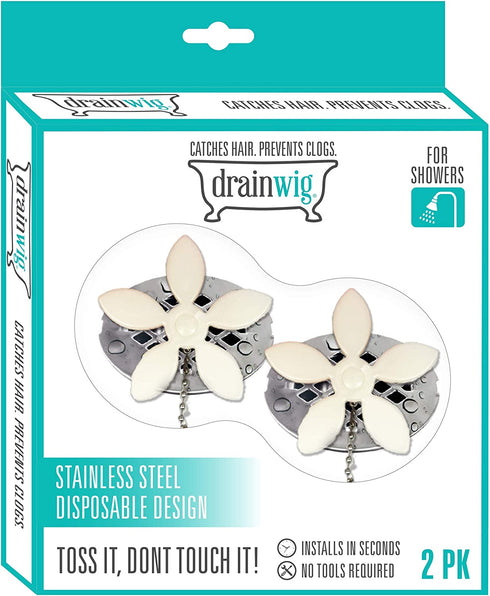 DrainWig Shower Drain Protectors as Seen on Shark Tank, Disposable Hair Catchers, Flower, Pack of 4