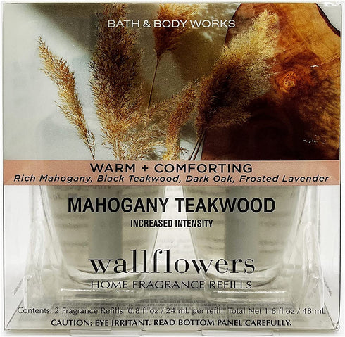 Bath & Body Works Mahogany Teakwood Wallflowers Home Fragrance Refills, 2-Pack (1.6 fl oz total)