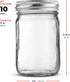 Regular-Mouth Glass Mason Jars, 12-Ounce (10-Pack) Canning Jars with Silver Metal Airtight Lids for Meal Prep, Food Storage, Canning, Drinking, Overnight Oats, Jelly, Dry Food, Spices, Salads, Yogurt