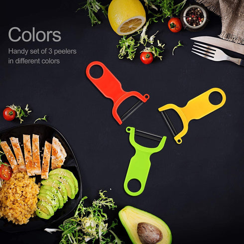 KITCHPOWERR Original Vegetable Fruit Peeler Carbon Steel Blade 3 Pack Red/Green/Yellow€¦
