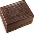 Reminded Rosewood Hand-Carved Floral Urn Box - Cremation Memorial with Velvet Bag - Medium