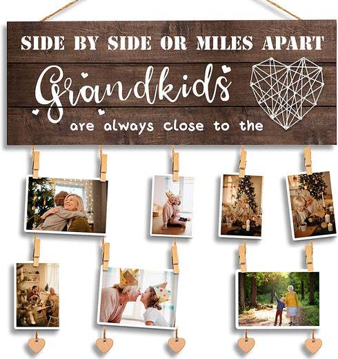 Grandma Gifts Nana Grandma Photo Holder, Gifts for Grandmother Grammy Present from Granddaughter and Grandson, Clips and Twine for Photo Hanging, Grandkids Photo Frame for The Best Grammy Ever Gifts