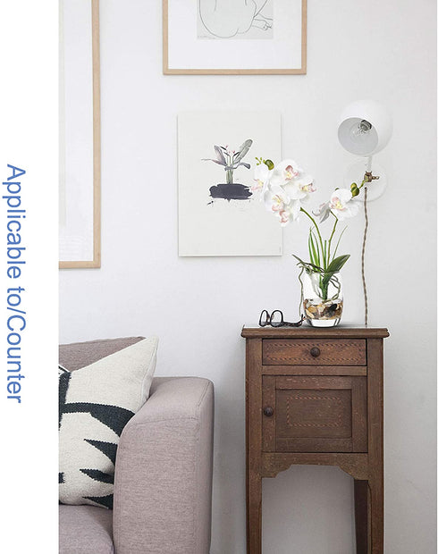 Jusdreen Artificial Flower Bonsai with Glass Vase Vivid Orchid Flowers Arrangement Phalaenopsis Flowers Pot for Home Office D©cor House Decorations(Glass Vase/White Orchid)
