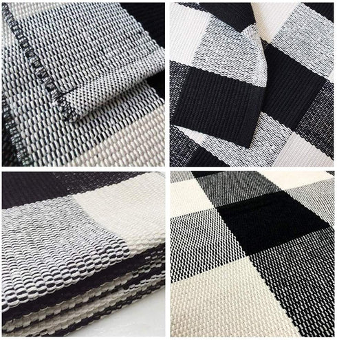 KaHouen Buffalo Check Rug, Buffalo Plaid Rug (23.6"x51.2"), Checkered Plaid Rugs, Check Plaid Area Rug for Layered Door Mats Kitchen/Living Room/Bedroom/Dinning Room(Black and White Porch Rugs)