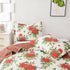 Flower Quilt Set Full/Queen Size ,3 Pcs Poinsettia Floral Quilts Lightweight Reversible Red Christmas Flower Bedspread Coverlet New Year Holiday Bedding with Pillow Shams