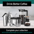 Coffee Gator Pour Over Coffee Maker - 10.5 oz Paperless, Portable, Drip Coffee Brewer Pour Over Set w/ Glass Carafe & Stainless-Steel Mesh Filter, Black