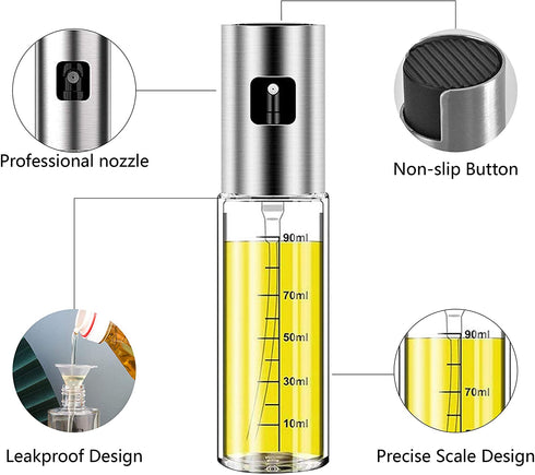 Olive Oil Sprayer for cooking Refillable Spray Bottle, Food Grade Material Versatile Glass for Cooking, Kitchen BBQ, MakingSalad, Baking, Grilling ?2Pack?