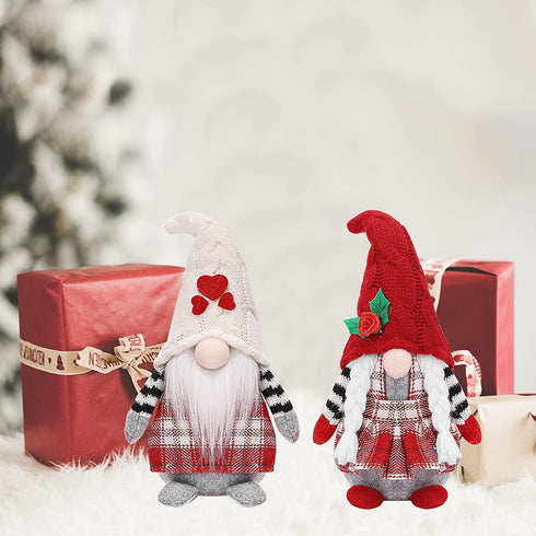 Valentine's Day Gnomes Plush Decorations , 2 Pack Mr. and Mrs. Handmade Swedish Tomte Santa Scandinavian Figurine Nordic Plush Elf Gnome Ornaments for Valentine Home Decor
