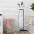 TJ.MOREE Ironing Board Hanger Wall Mount - Laundry Room Decor Iron and Ironing Board Holder, Metal Wall Mount with Large Storage Blue Wooden Base Basket and Removable Hooks